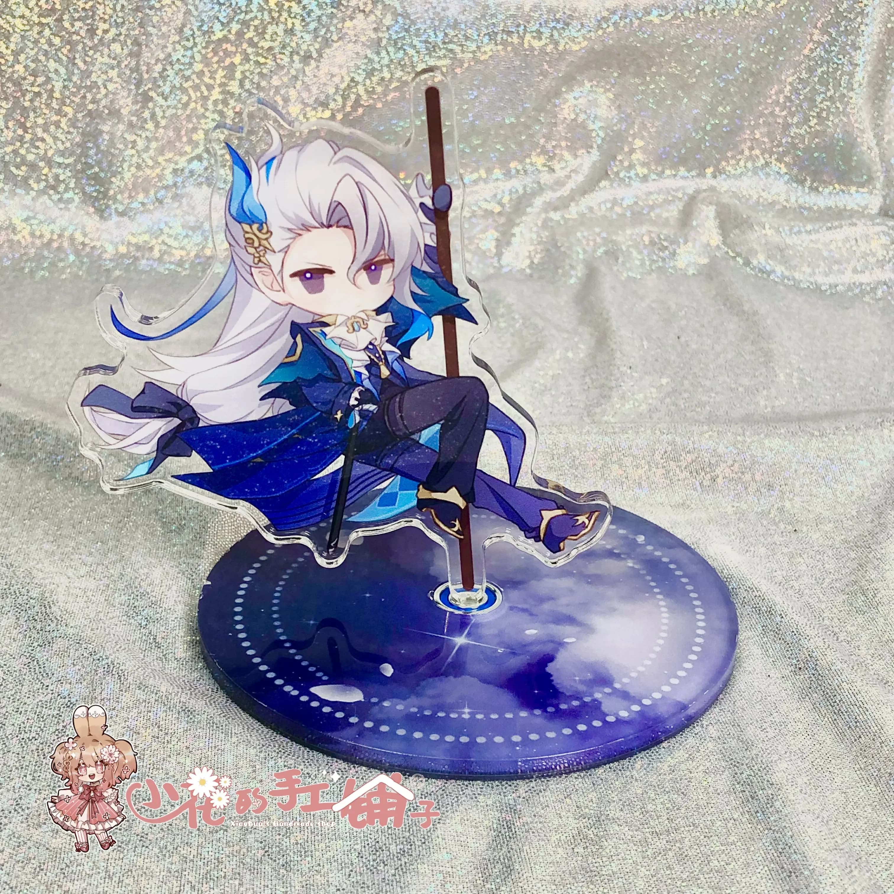 Anime Game Genshin Impact Neuvillette Cartoon Acrylic Rotate Q Version Stand Model Desktop Decor Gift