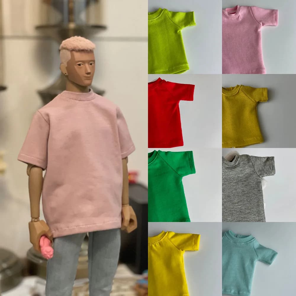 Oversize 1/6 Male Soldier T-Shirt Hip Hop Loose Streetwear Candy Color Sport Tees Tops For 12" Action Figure Model