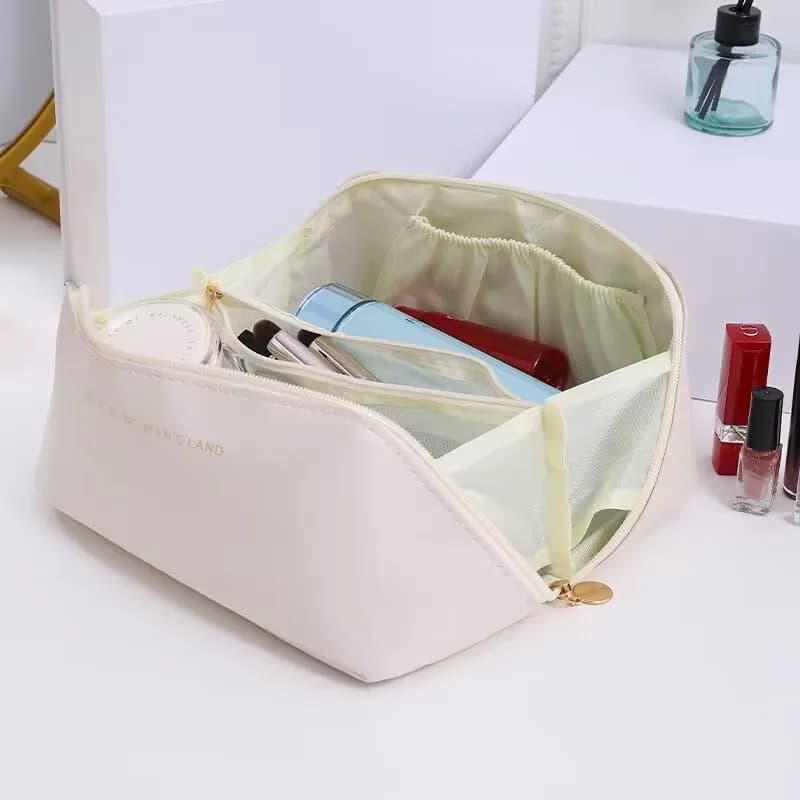 Leather Large-Capacity Travel Cosmetic Bag Portable Makeup Pouch Women Waterproof Bathroom Washbag Multifunction Toiletry Kit