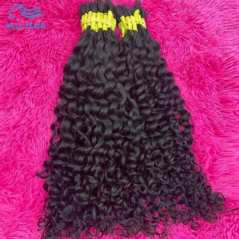 No Weft Human Hair Bulk Extension Virgin Human Hair Deep Curly 10A Bulk Hair Weaving For Braiding 100% Unprocessed 18-30inches