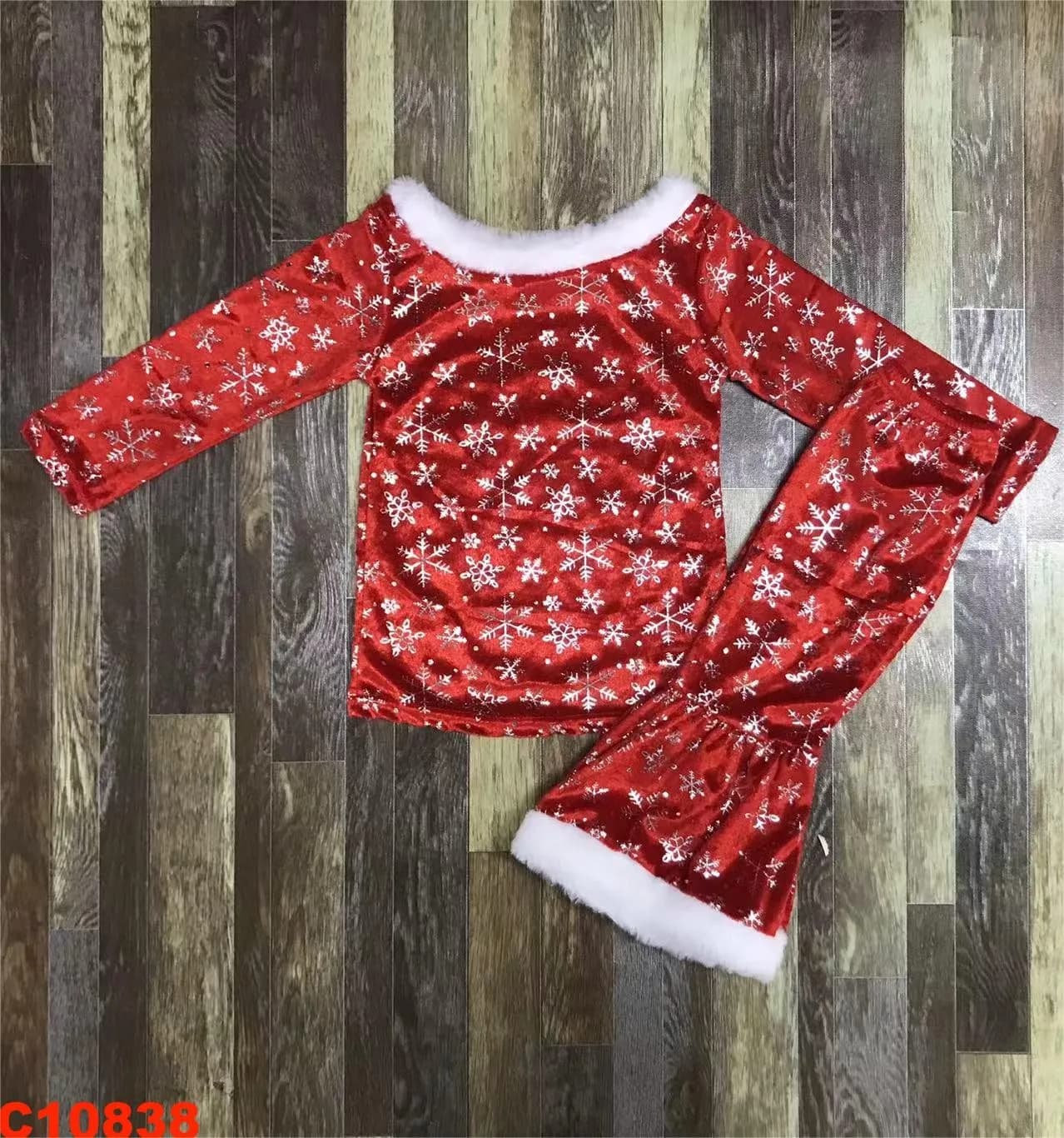 Christmas Winter Girls Baby Clothes Set Long Tops Pants Trousers Bell-bottoms Childrens Boutique Clothing 0-16 Years Old