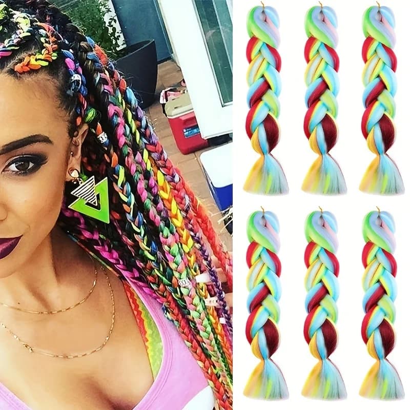 Braiding Hair 24 Inch 10 colored Braid Hair Extensions 6Pcs/Pack or 1Pcs Pre Stretched High Temperature Crochet Braiding Hair