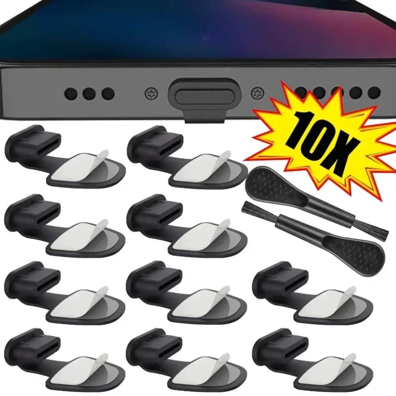 USB C Anti-Lost Dust Plug Silicone Detachable Adhesive Charge Port Protector Cover Dustplug for Samsung Google Pixel Accessories