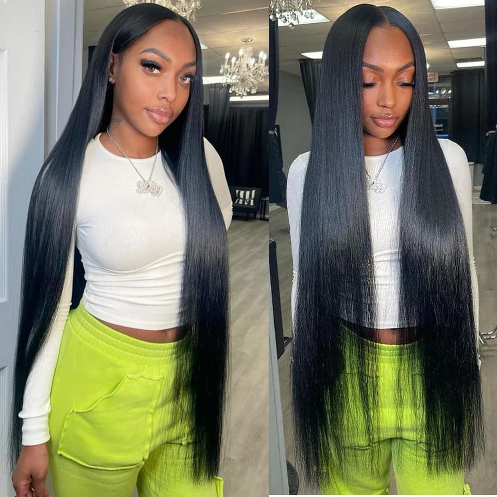 32 38 Inch Straight 100% Human Hair Wigs 250% 300% Density 13x4 13x6 Transparent Lace Front Wig for Women 4x4 5x5 Closure Wig