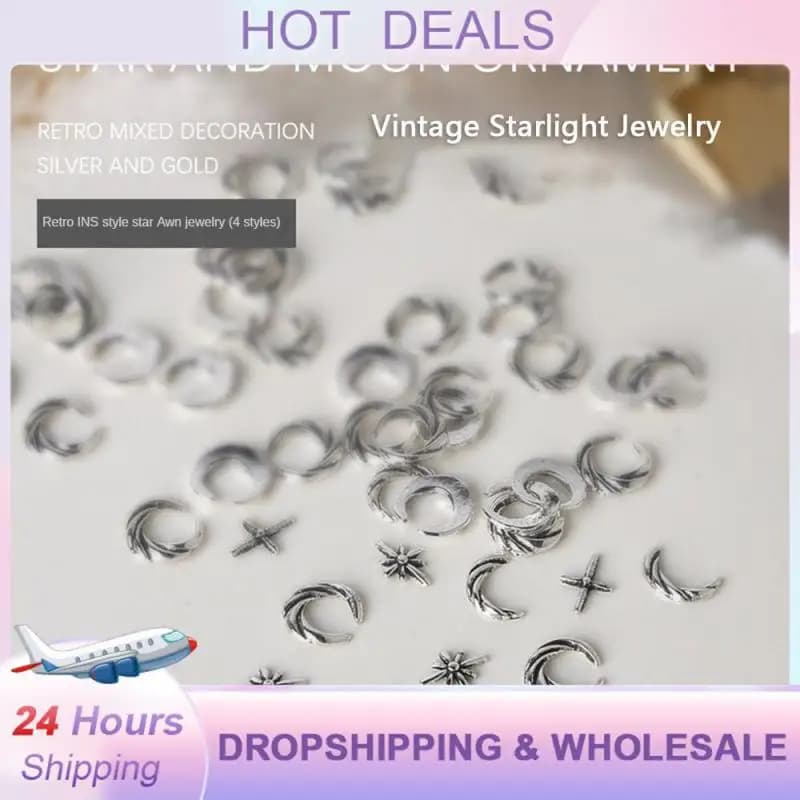Nail Art Accessories Lightweight Metal Decorations Nail Drill Elegant And Fresh Vintage Nail Art Nail Metal Decorations Moon