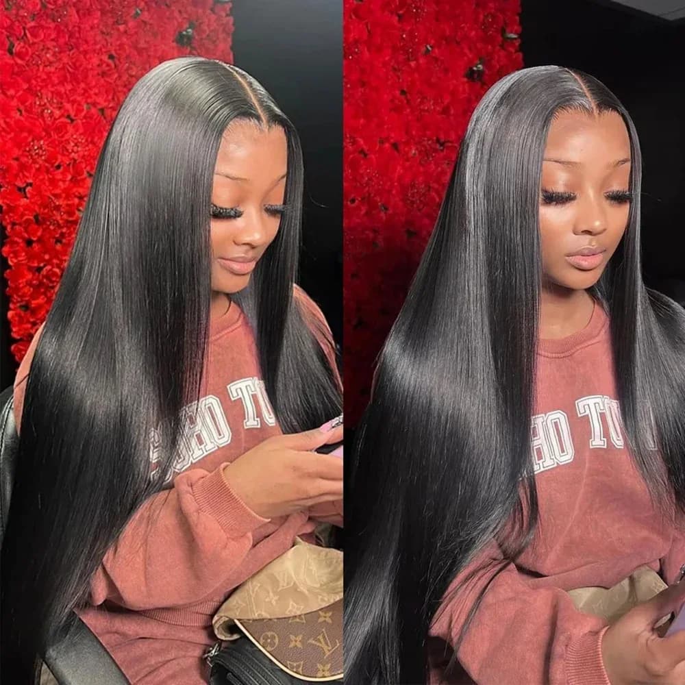 13x6 Glueless HD Transparent Straight Wig Lace Frontal Human Hair Wig 13x4 Lace Front Wig Brazilian Hair  For Black Women