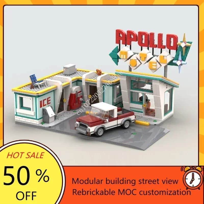 1631PCS Customized MOC Modular Motel Street View Model Building Blocks Technology Bricks DIY Creative Assembly Toys Kids Gifts