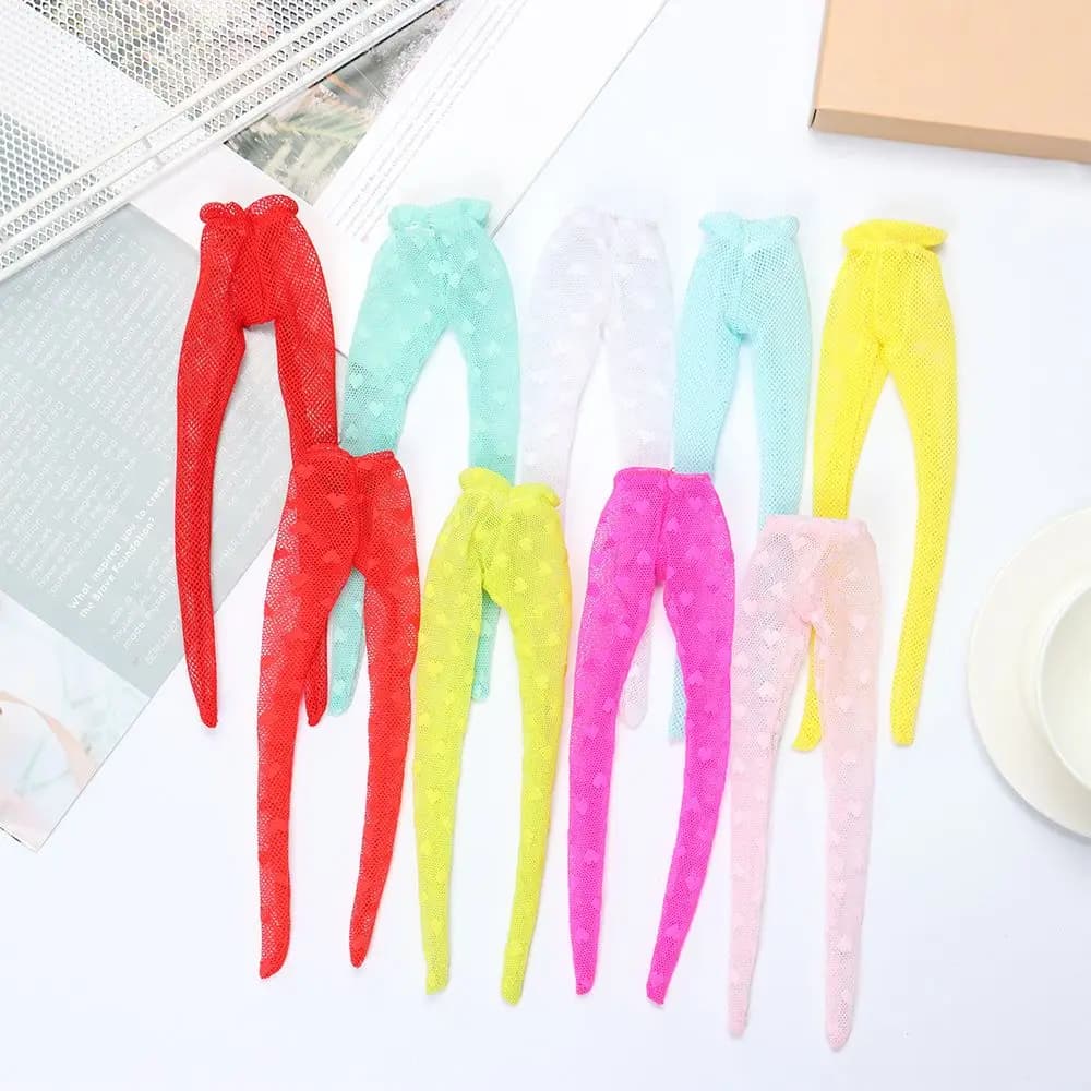 Love Heart Pattern Doll Silk Stockings Pant HoseDress Up Game Elestic Legging Colorful Pantyhose Fit 1/6 Scale Dolls Accessory