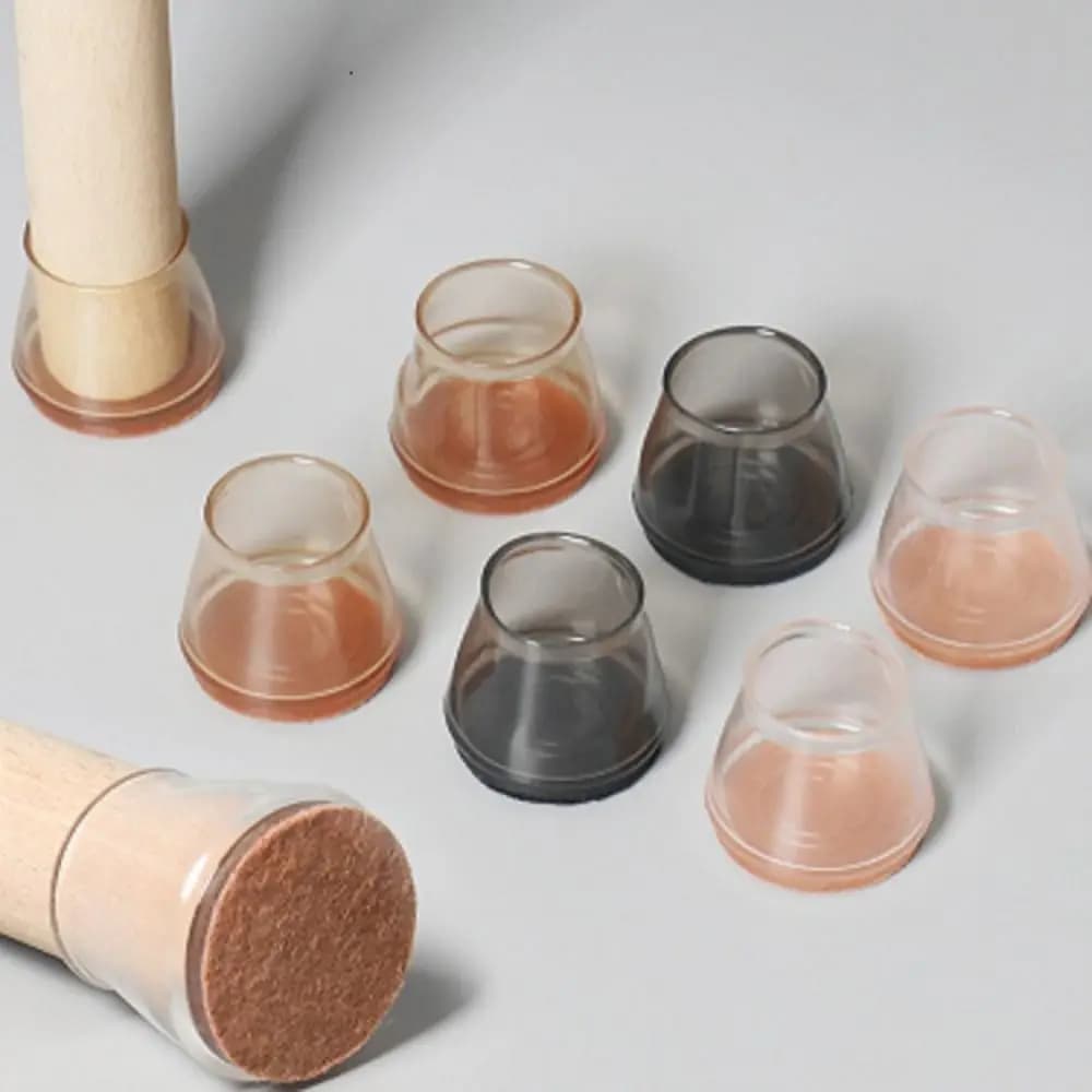 8pcs Silicone Chair Feet Cover TPR Non-Slip Round Chair Leg Caps with Felt Rubber Chair Feet Pads Feet Cap Bottom