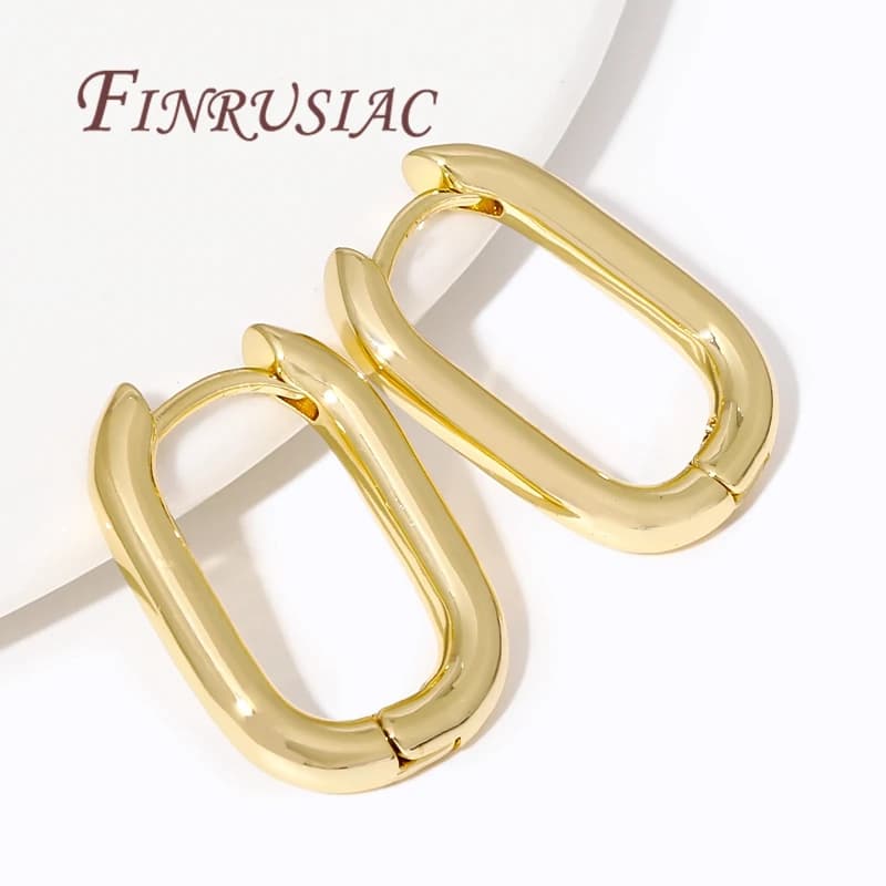 Trendy U Shape Earrings 18K Gold Plated Geometric Hoop Earring Piercing Earring For Women Jewelry Accessories Ladies Party Gifts
