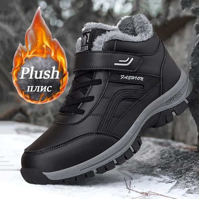 2023 Winter Leather Boots Women Men Shoes Waterproof Boot Man Plush Keep Warm Sneakers Man Outdoor Ankle Snow Boots Casual Shoes