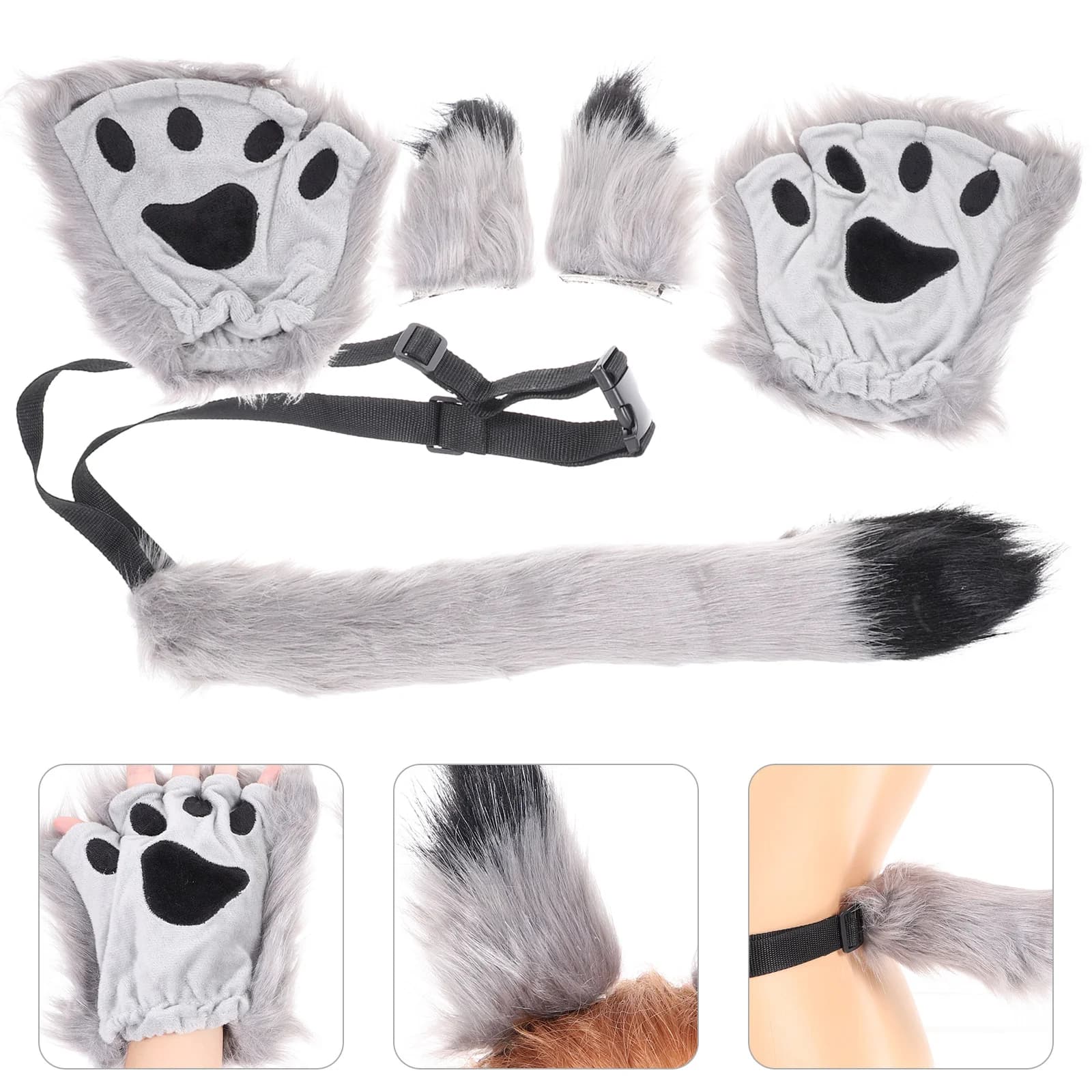 Props Faux Animal Ear Tail Miss Decor Fox Costume Accessories for Women Artificial Fur Party Halloween