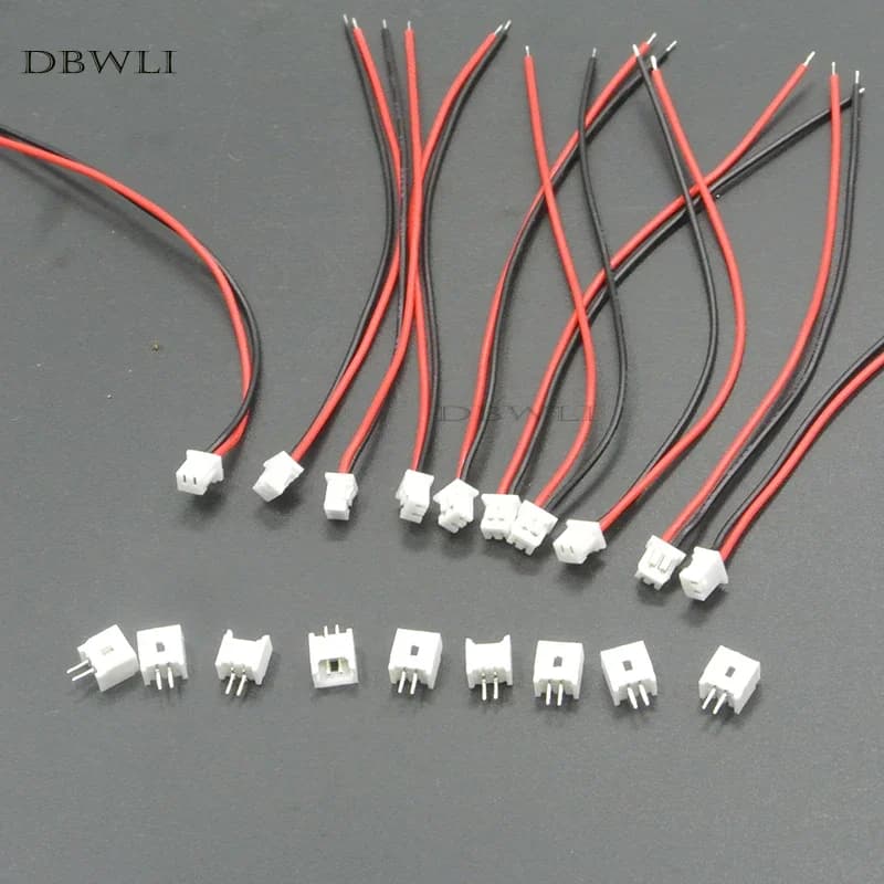 10 PCS Mini Micro female JST 1.25  1.25mm 2-Pin 2PIN /3/4/5/6P Pin  Connector plug with 80mm 100mm 150mm 200mm Wires Cables