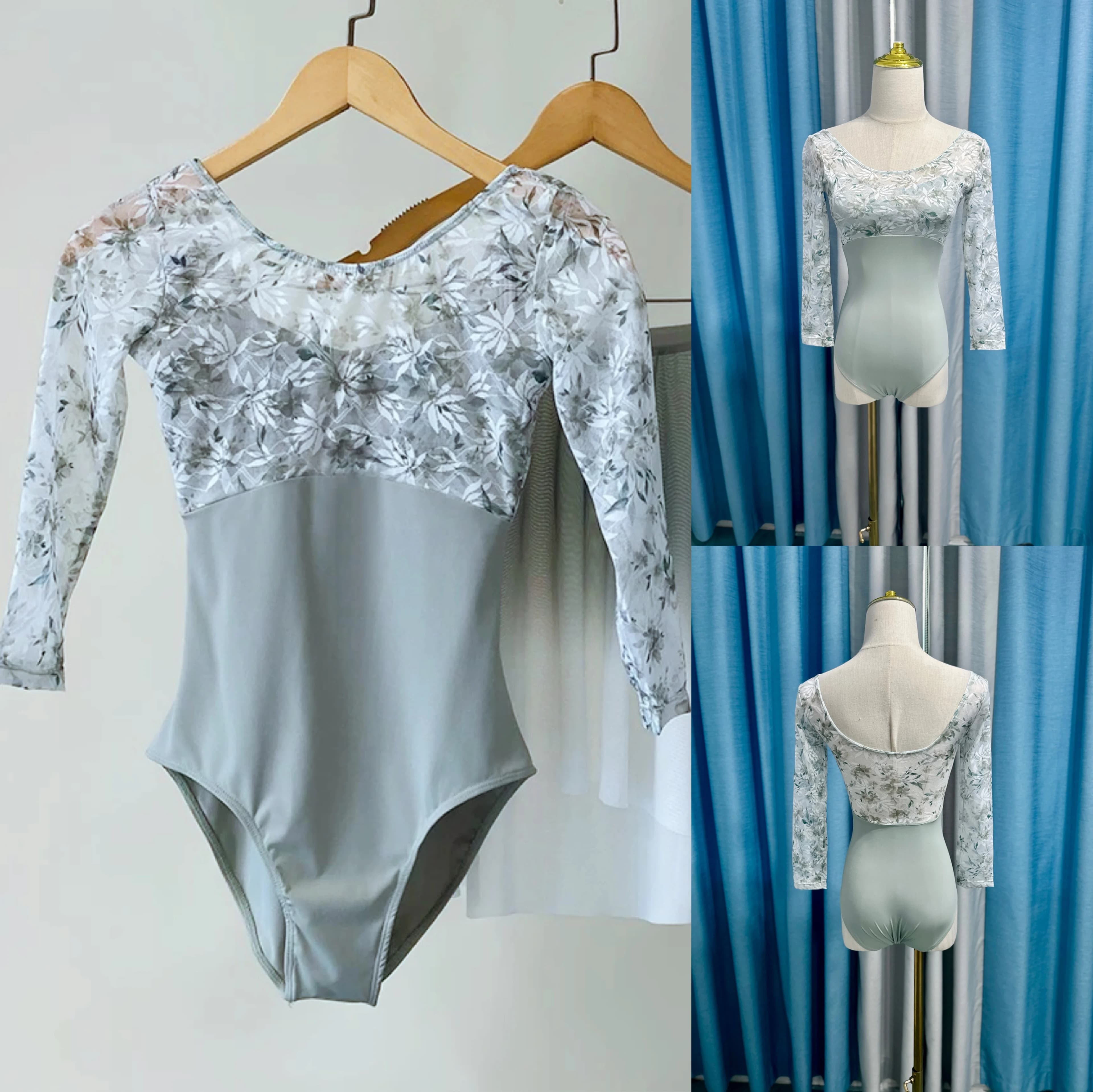 Adult Professional Ballet Leotard Elegant Long Sleeve Practice Ballet Dancing Clothes Women Dance Team Gymnastics Coverall