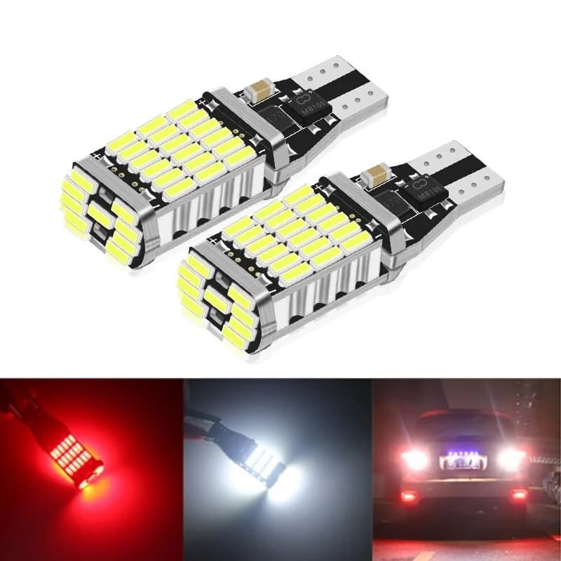 2Pcs T15 3030 45Chips Backup Light Reserve Lamp Bulbs NO Error High Power LED Canbus W16W license plate lights