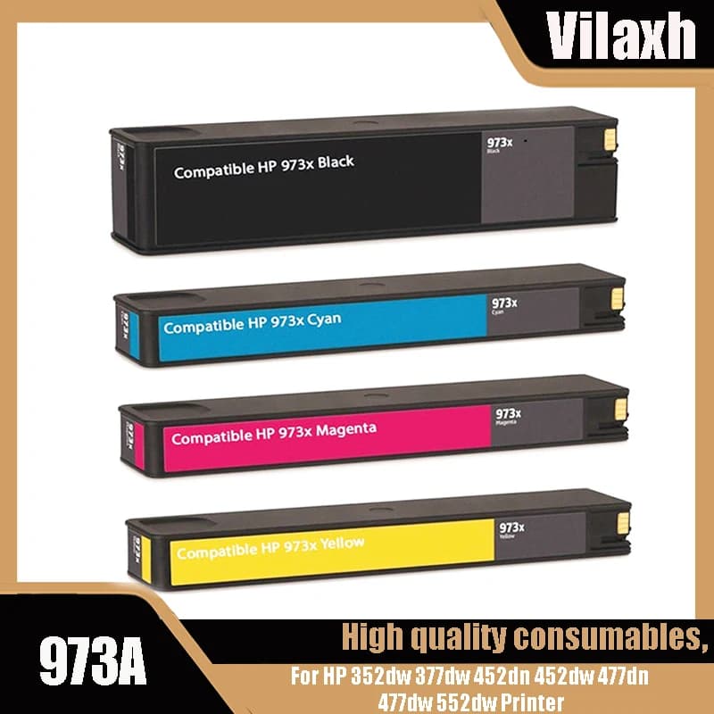 Vilaxh 973 973X 973XL Compatible Ink Cartridge With Pigment Ink For HP 352dw 377dw 452dn 452dw 477dn 477dw 552dw Printer