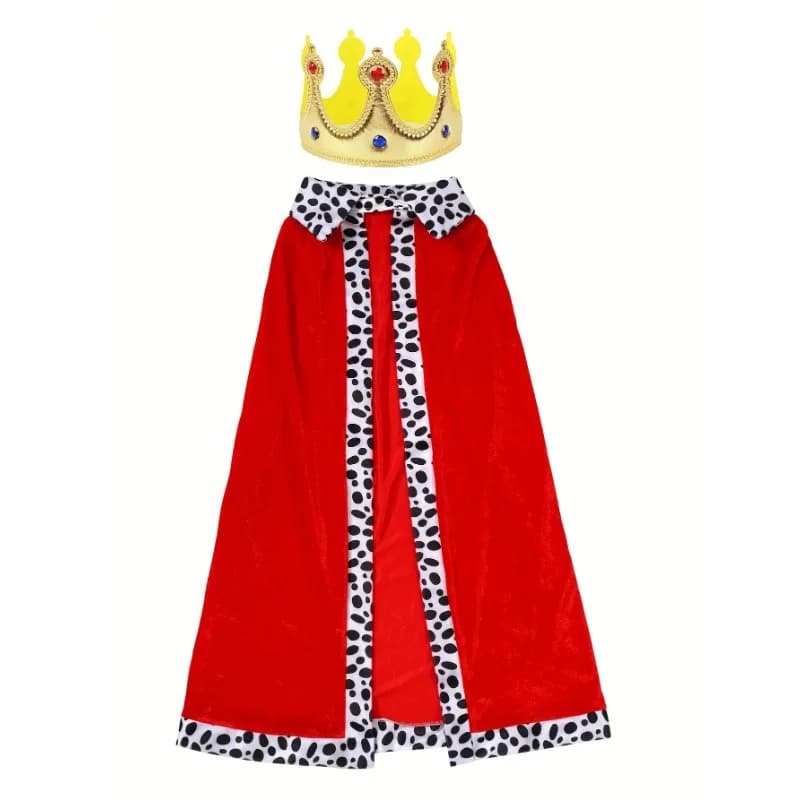 Boys King Cloak, Prince Cape and Crown Set for Boys, Medieval Festival Halloween Outfit Best Gifts for Children's House Party