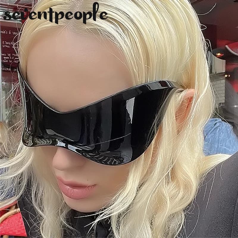 Oversized Wrap Around Shield Rimless Sunglasses Women Men Luxury Brand Designer Punk One-Piece Sun Glasses Vintage Y2K Sunglass