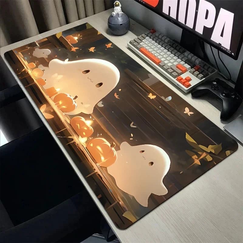 Little Ghost Mouse Pad WaterProof Mats Pumpkin Gaming Accessories Anime Office Carpet 40x45 40x90 Table Cushion Halloween Desk