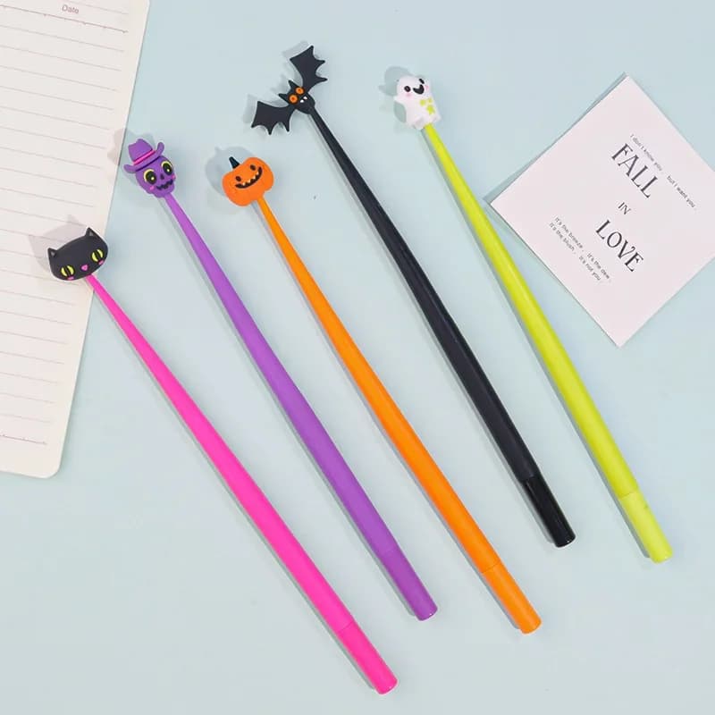 12 pcs Halloween Gel Pens with Shaker Pumpkin Bat Ghost, Fun Creative Student Stationery