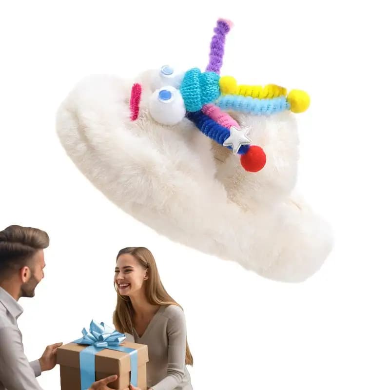 Cute Furry Slippers Colorful Big Eye Doll Design Fuzzy Fluffy Winter Slippers For Women Indoor Cute Plush Non Slip Fuzzy Slipper