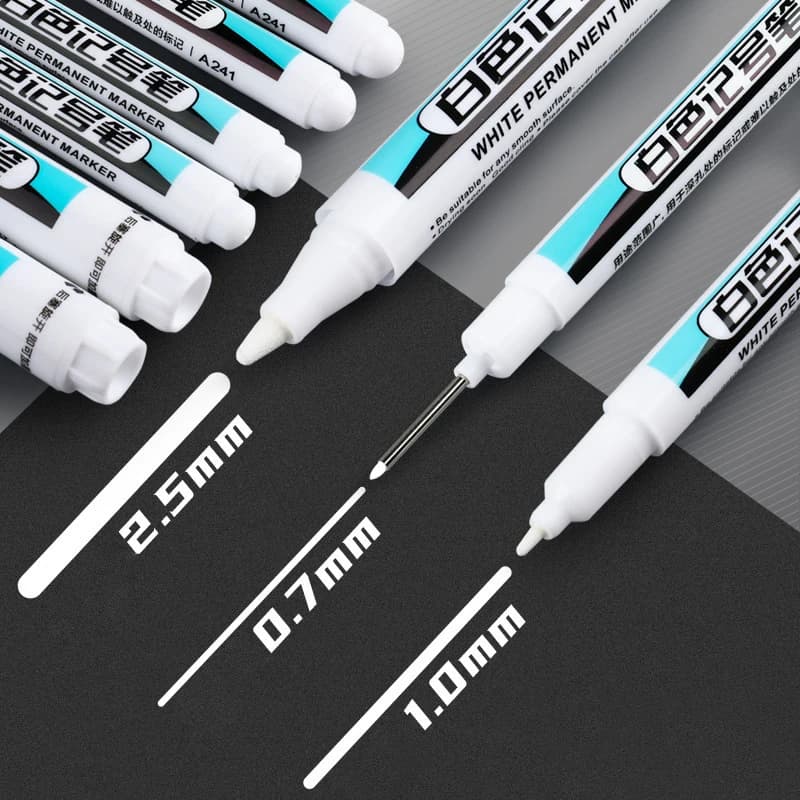 White Marker Oily Fine Tip Courier Waterproof Non-Fading Advertising Greeting Card Tire Glass Highlighter Pen Can Not Be Erased