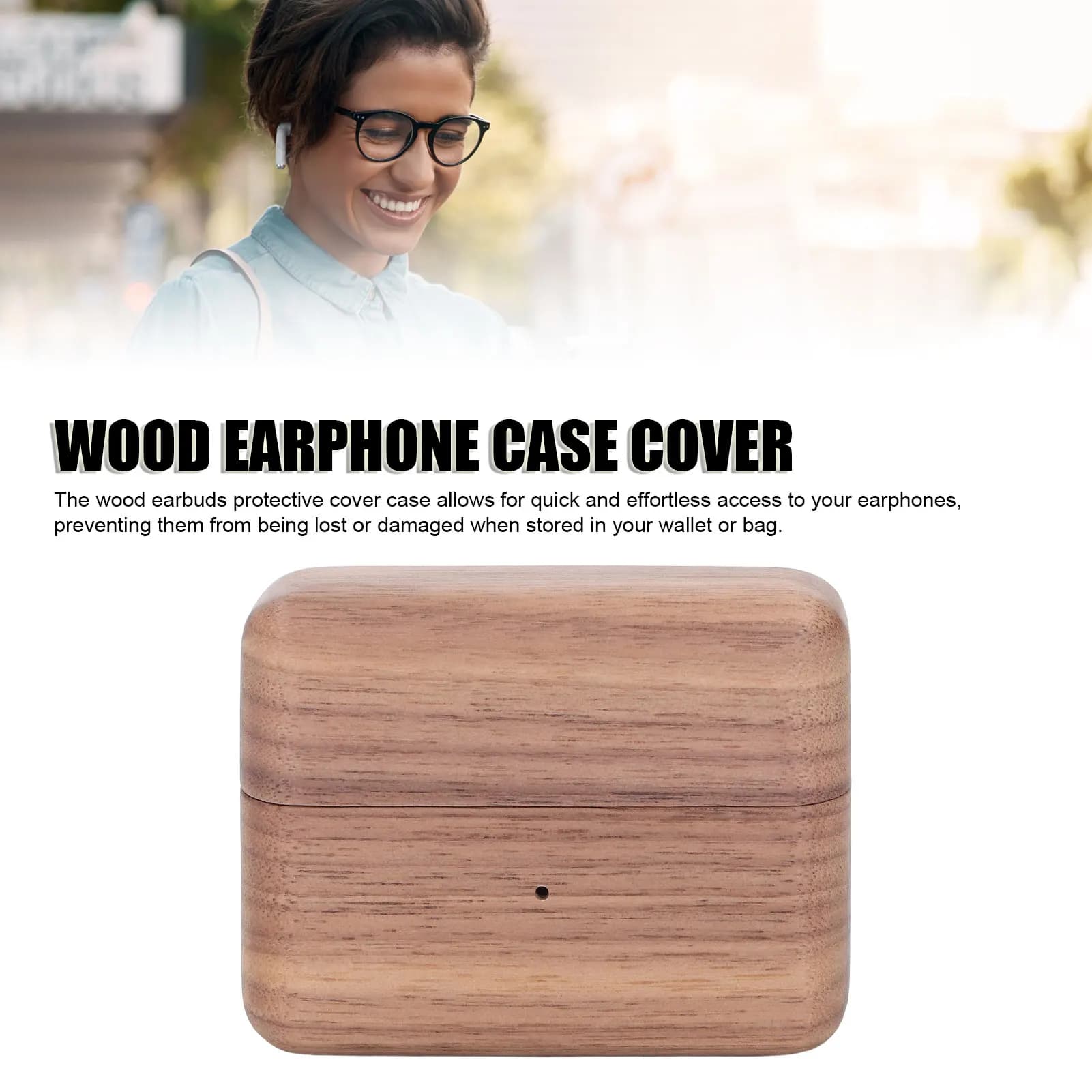 zk30 Wood Bluetooth Earphone Case Elegant Look Hand Polished Bluetooth Earbuds Protective Cover Case for Ultra Wireless Earphone