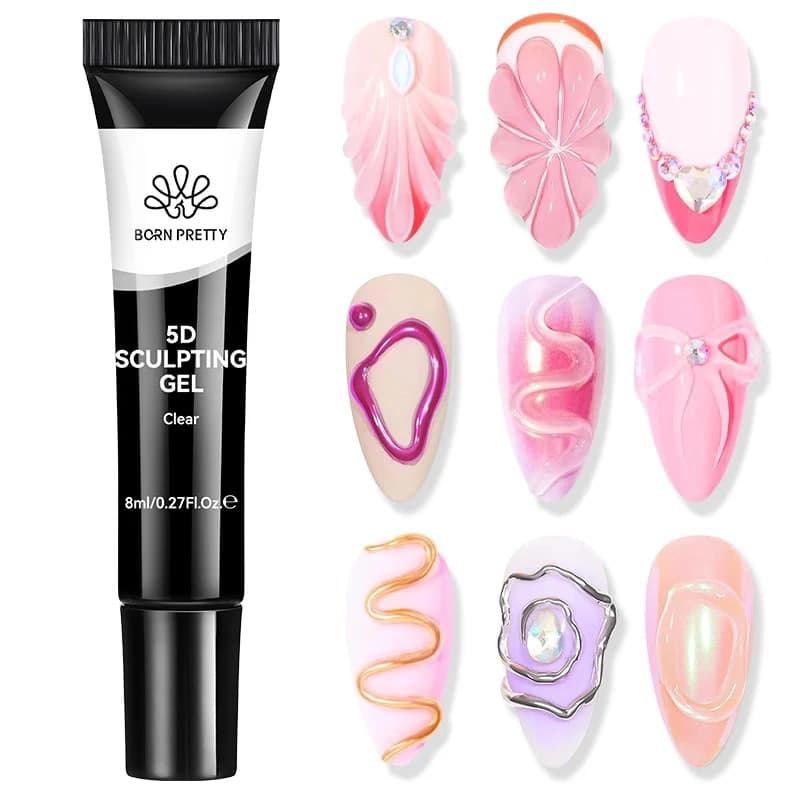 BORN PRETTY Clear 5D Sculpting Gel for Nail Art Design DIY 5D Nail Art Gel Embossing Gel for Painting Drawing Carving Nails Gel