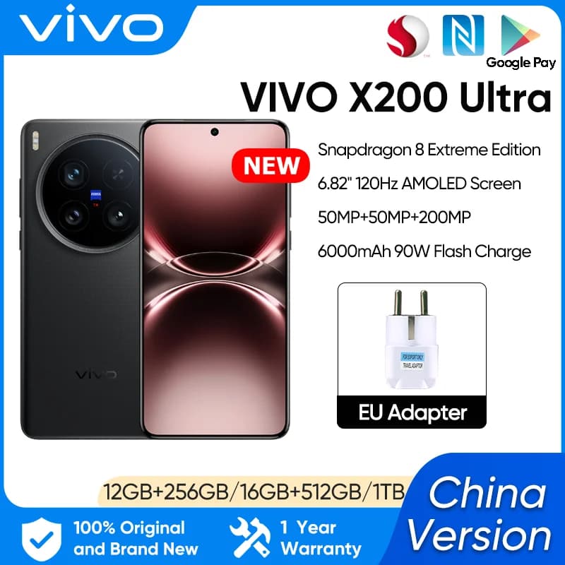 New Vivo X200 Ultra Chinese Version Snapdragon 8 Elite 6.82'' 120Hz AMOLED Display 50MP OIS Camera 6000mAh 90W SuperCharge NFC