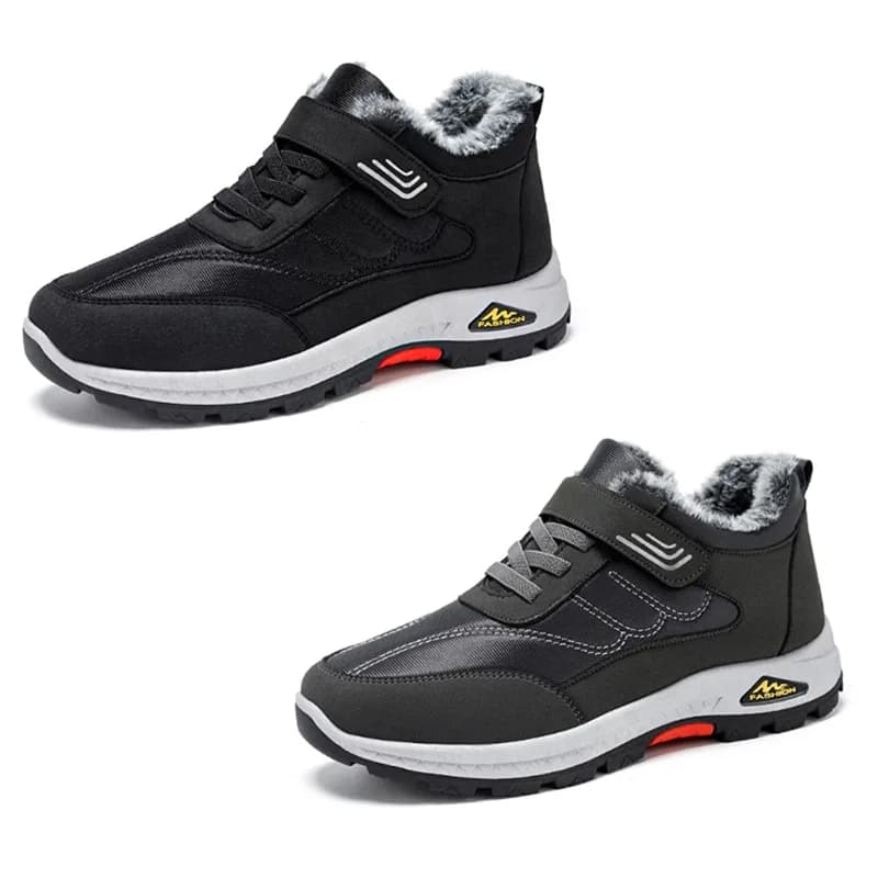 Winter Boots Plush Leather Waterproof Sneakers Climbing Hunting Shoes Men Lace-up Outdoor Winter Cotton Shoes Warm Hiking Boot