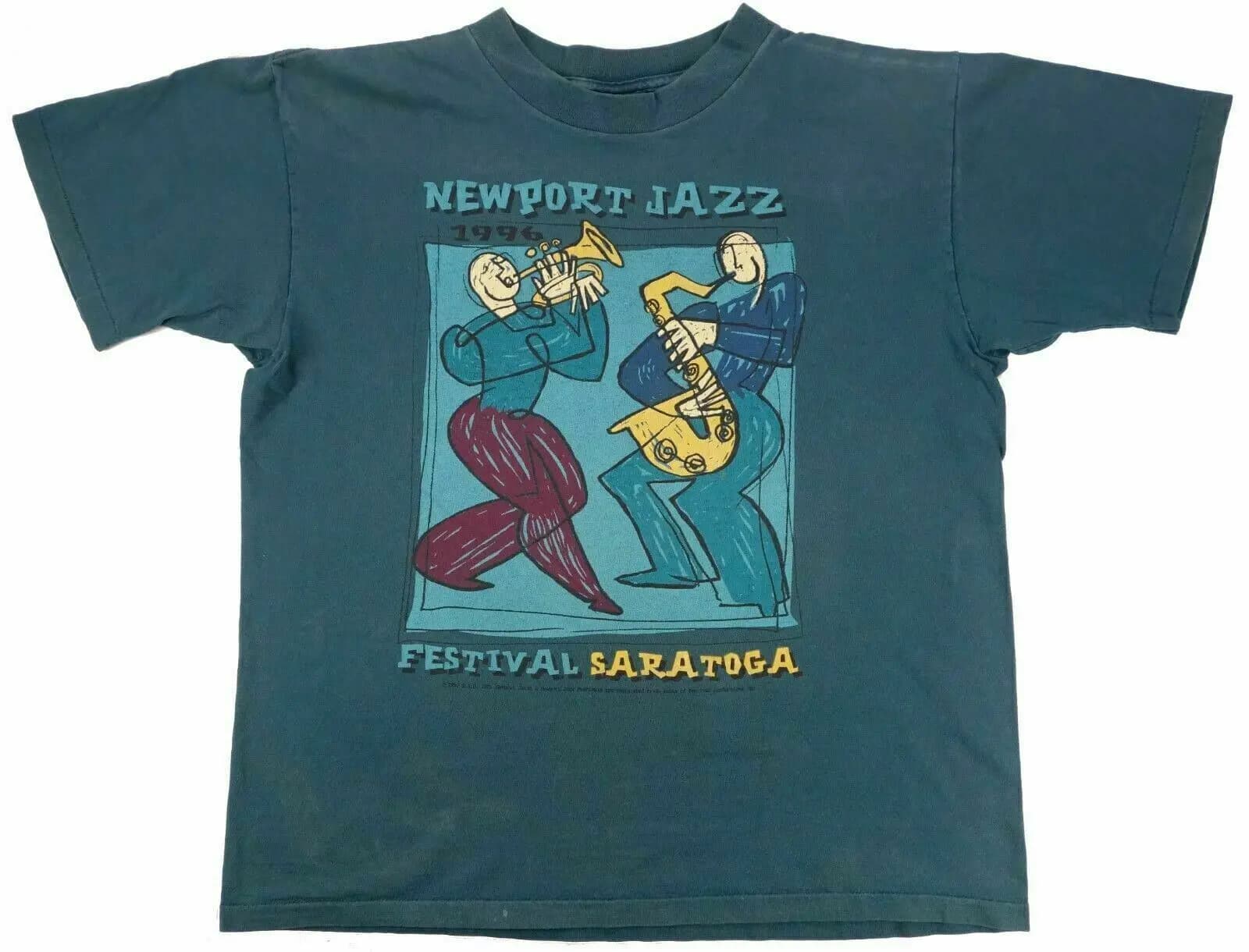 Newport Jazz Festival Vintage T Shirt 1996 Saratoga Trumpet Saxophone Large