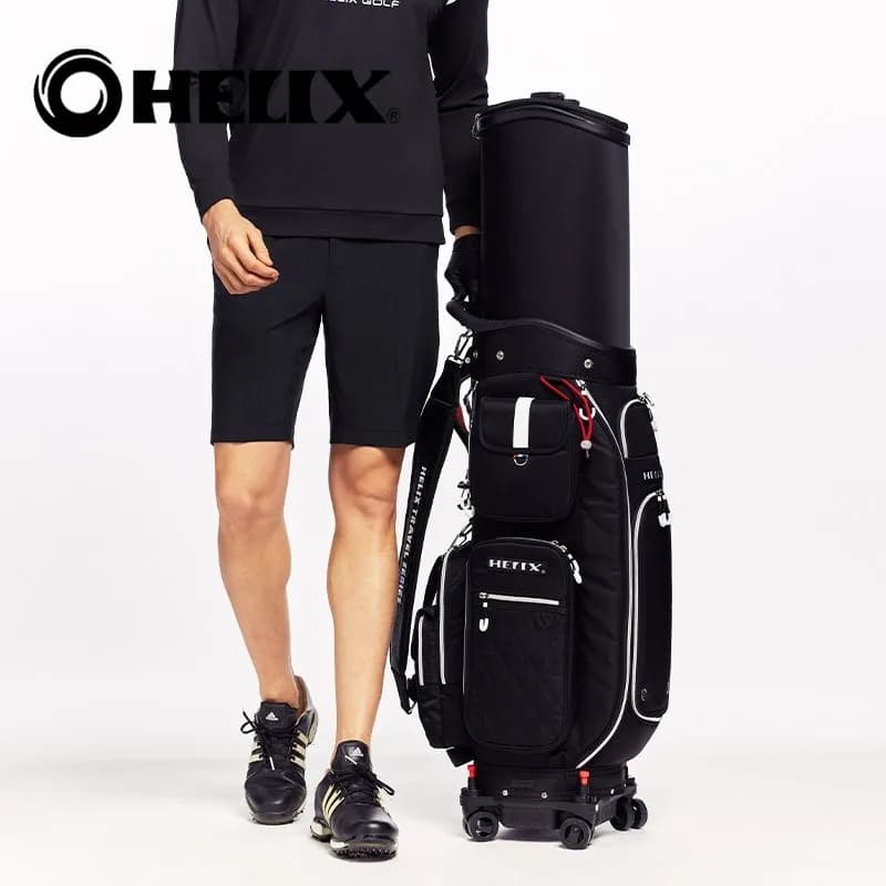 HELIX Golf Bag with Lockable Wheels, Retractable Top Cover and Latest Integrated Handgrip, Easy to Carry