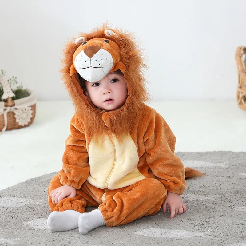 Toddler Outfit Unisex Baby Animal Costume Lion Costume for Kids Homewear Boys Jumpsuit Halloween Dress Up Romper
