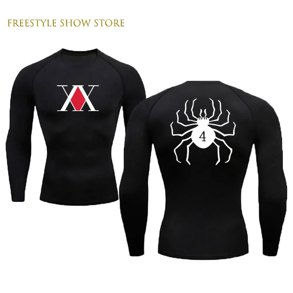 Anime Hunter X Hunter Men's Compression Shirt Printing Rash Guard Stretch Sweat-absorbing Breathable Quick-drying Gym Sports Top