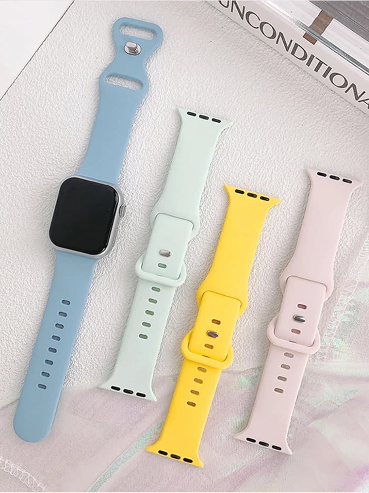 For Apple Watch Band 44mm 40mm 45mm 41mm 49mm 42mm 38mm 46MM Silicone Correa Bracelet IWatch Series 9 8 7 6 5 4 3 10 46mm Strap