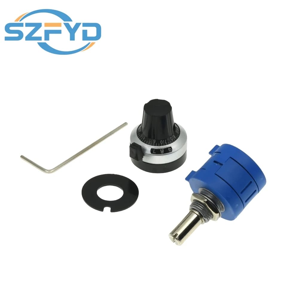1set 3590S Precision Multiturn Potentiometer Kit - 10 Ring Adjustable Resistor + Rotary Knob & Counting Dial