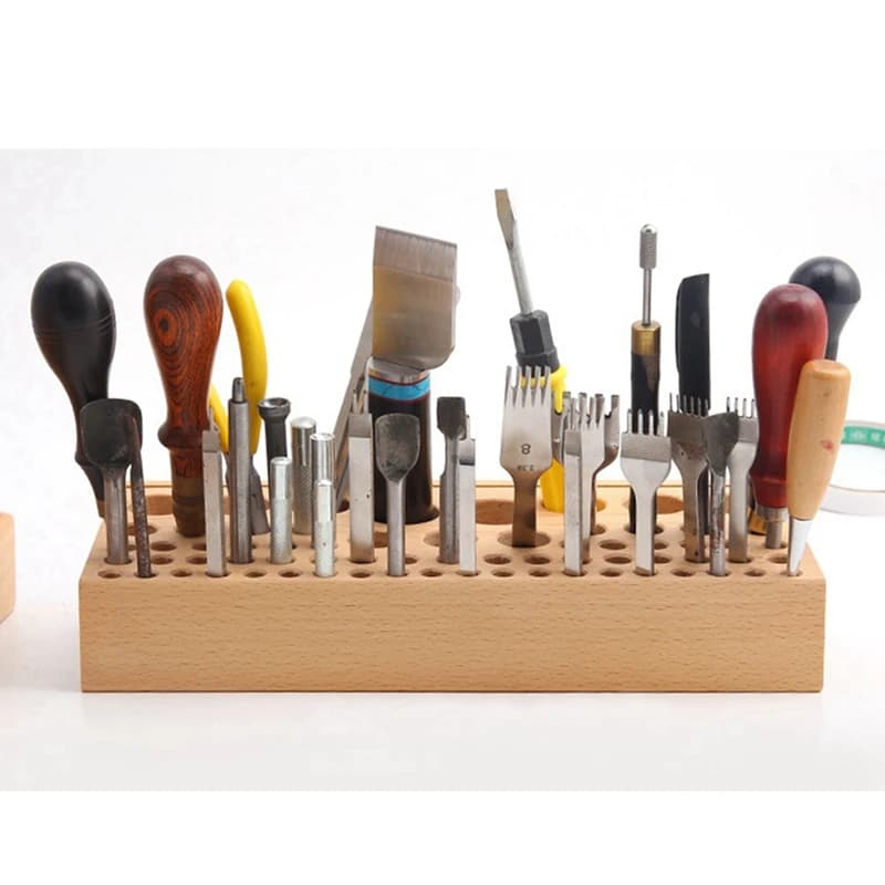 Tool Rack 68 Hole Manual DIY Beech Wood Tool Table Storage Rack Printing Tool Rack Storage Tool Box Easy Install