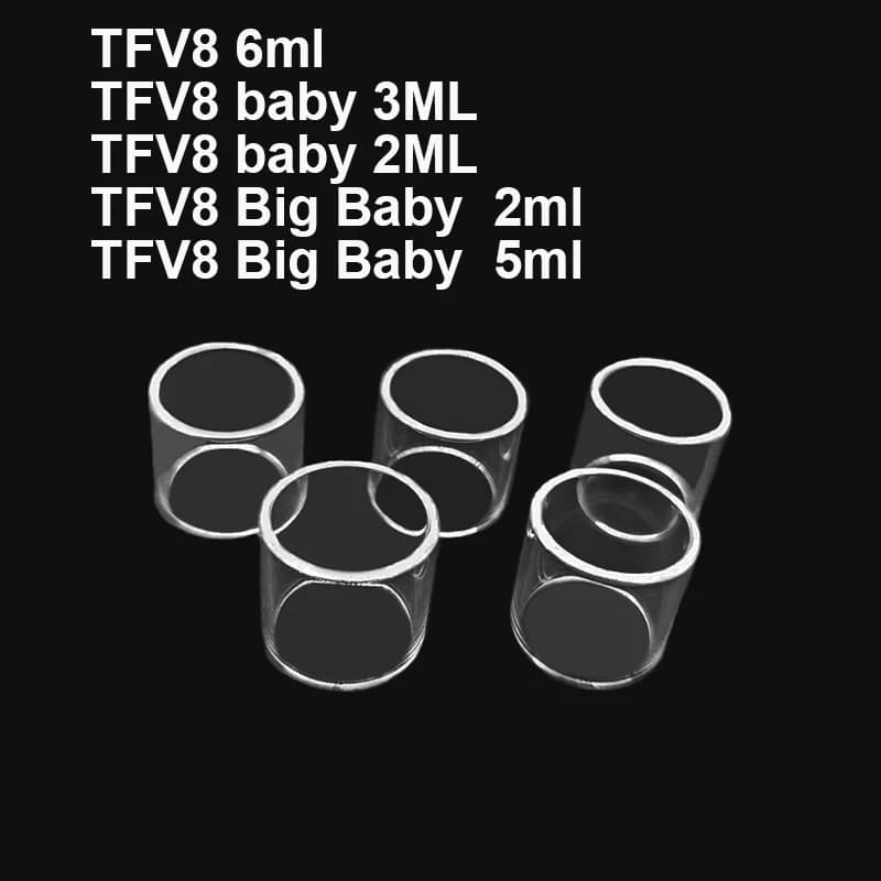 5PCS Straight Flat Glass Tank For Smok TFV8 6ml TFV8 Baby TFV8 Big Baby 2ML 5ML Replacement Glass Tank Container