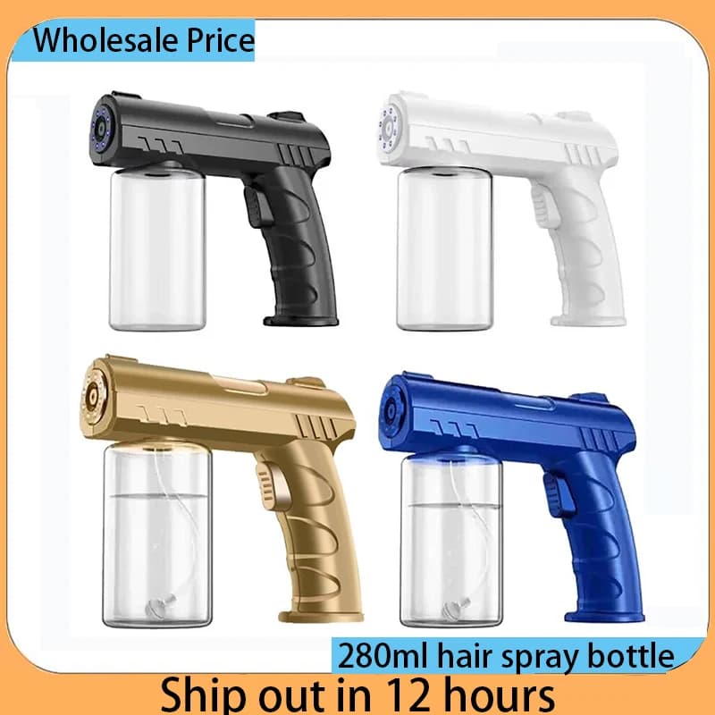 280ml NEW StyleWireless Electric Sanitizer Barber Sprayer Bottle USB Nano Blue Light Steam Spray Disinfection Gun Garden House