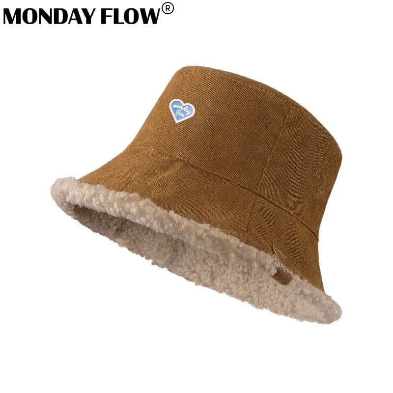 Monday Flow Winter Bucket Hats Fleece Keep Warm Bucket Golf Hat Fashionable Wide Brim Hat For Golf Portable Golf Fisherman Hat