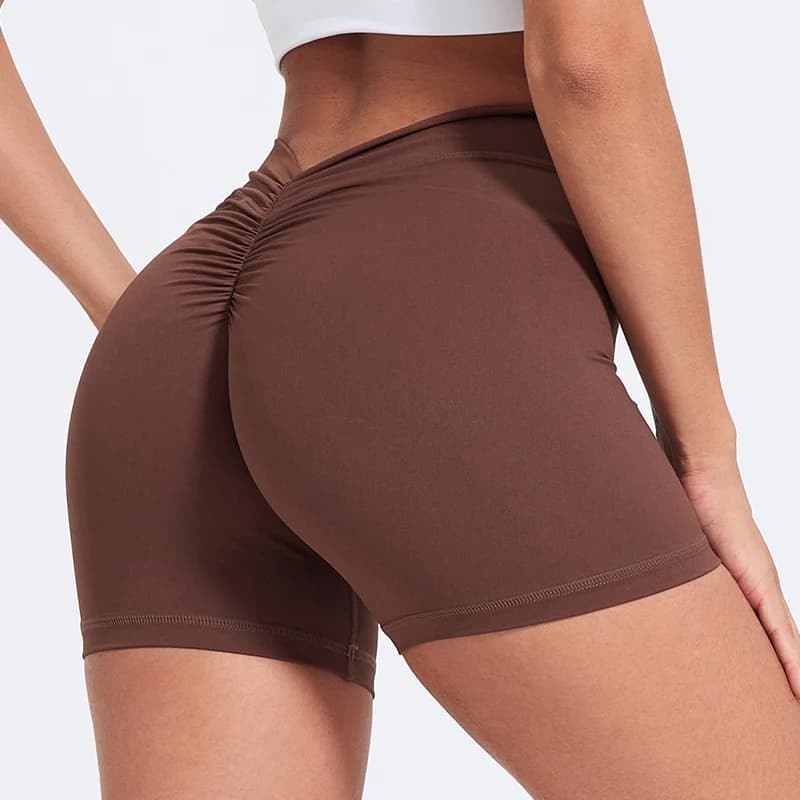 Sexy V-Back Shorts High Waisted Hip Lifting Yoga Shorts Women's Nylon Tight Fitting Shorts Training Sports Fitness Pants