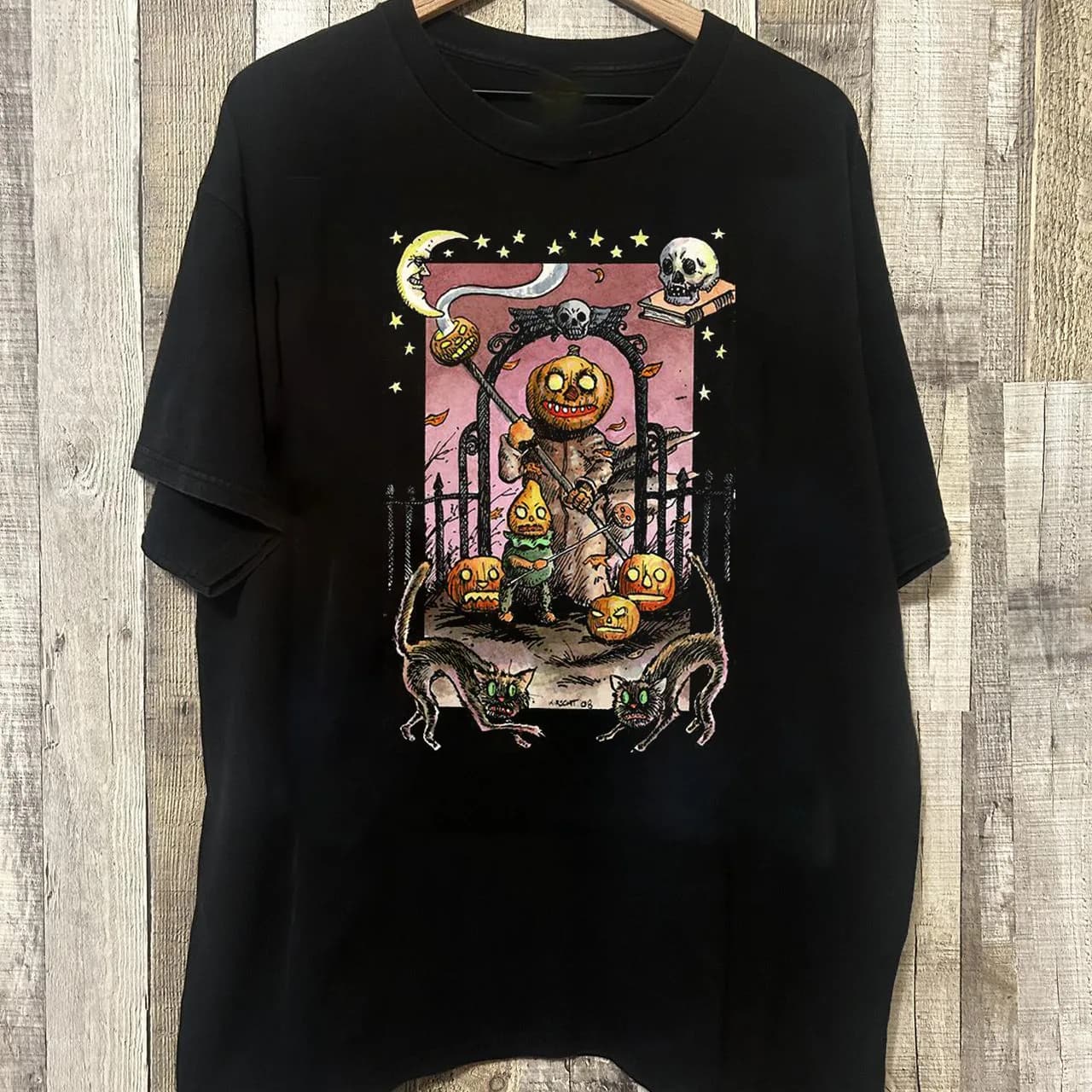 Pumpkin Fight Cats In Halloween T-Shirt For Men Women Tee All Size MC237