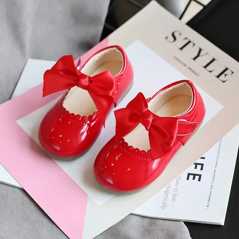 Spring Autumn Baby Girls Shoes Cute Bow Patent Leather Princess Shoes Solid Color Kids Gilrs Dancing Shoes First Walkers