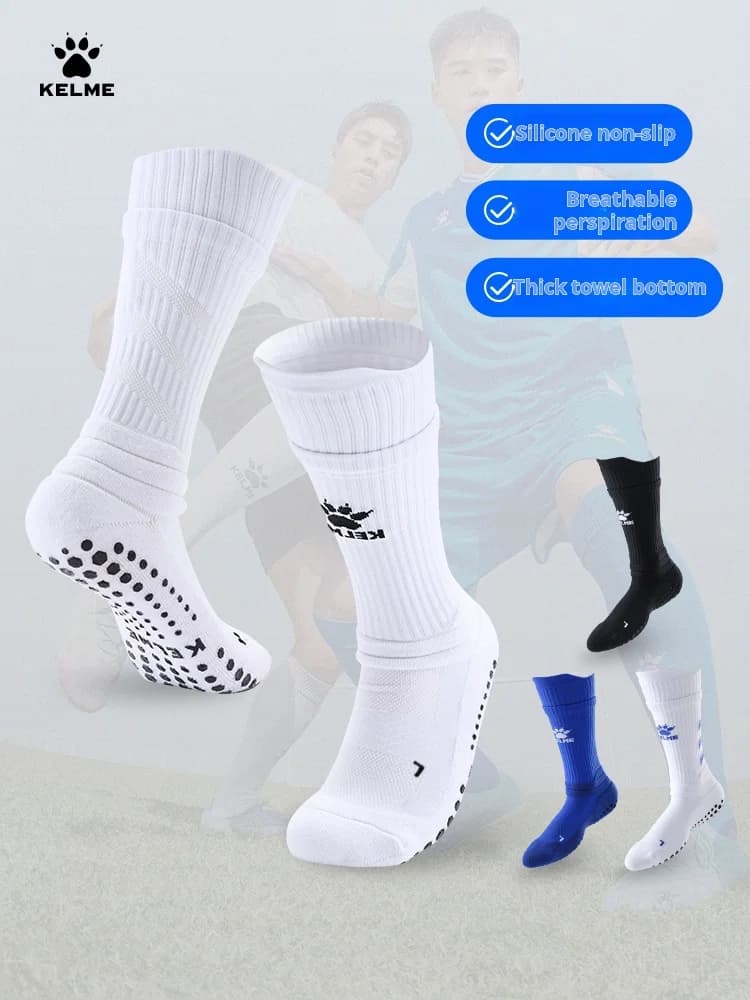 Kelme Football Socks Men's Middle Tube Thick Towel Bottom Youth Professional Competition Training Non Slip Socks