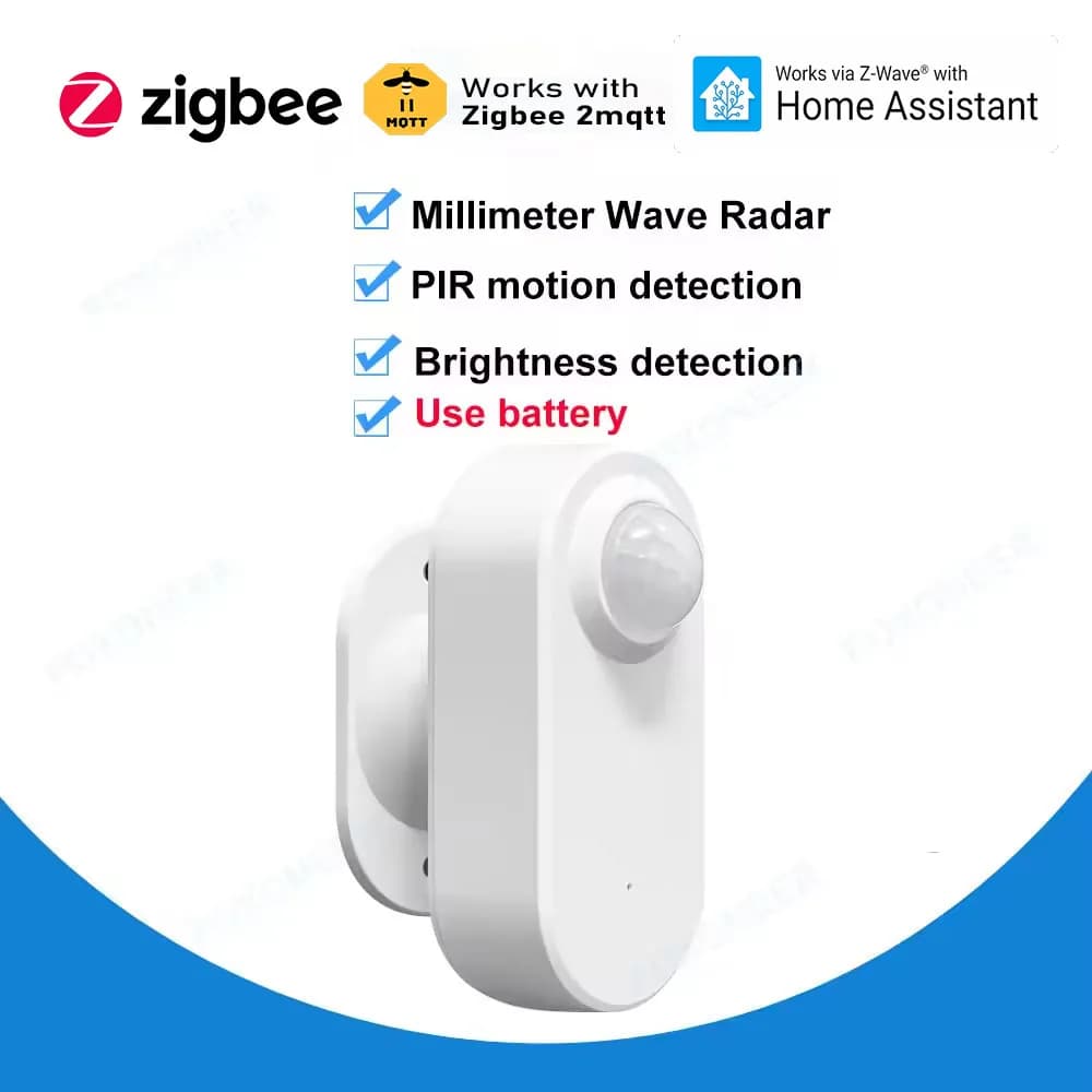 Zigbee Human Presence Detector,Luminance/Distance Detection,  Smart PIR Motion Sensor Support Zigbee 2mqtt Home Assistant