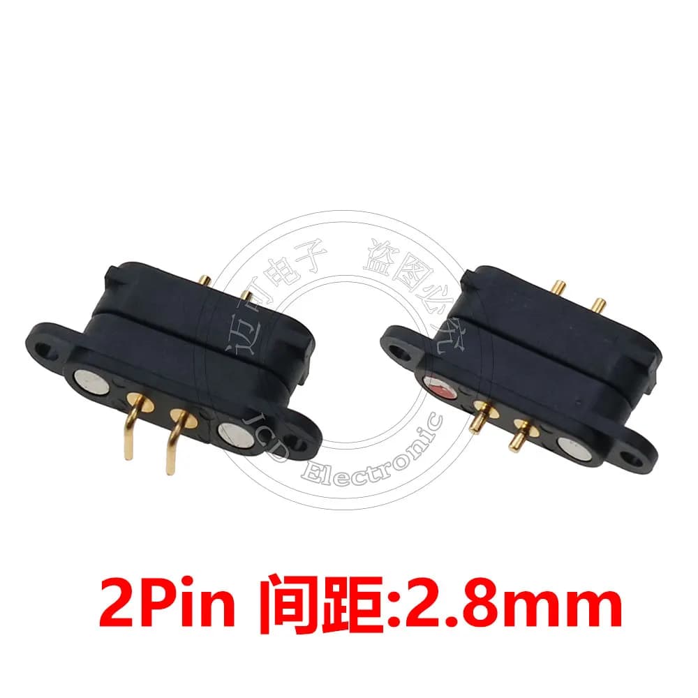 Pogo Pin 2-Pin Male Female Head 2Pin 2.80mm Spacing Power Charging Magnetic Absorber Male Female Seat Straight Needle Bending Ne
