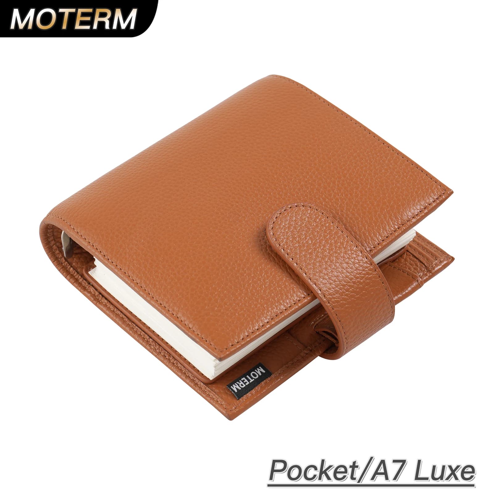 Moterm Luxe 2.0 Series Pocket Size Planner Pebbled Grain Leather A7 Notebook with 30MM Ring Mini Agenda Organizer  Diary Notepad