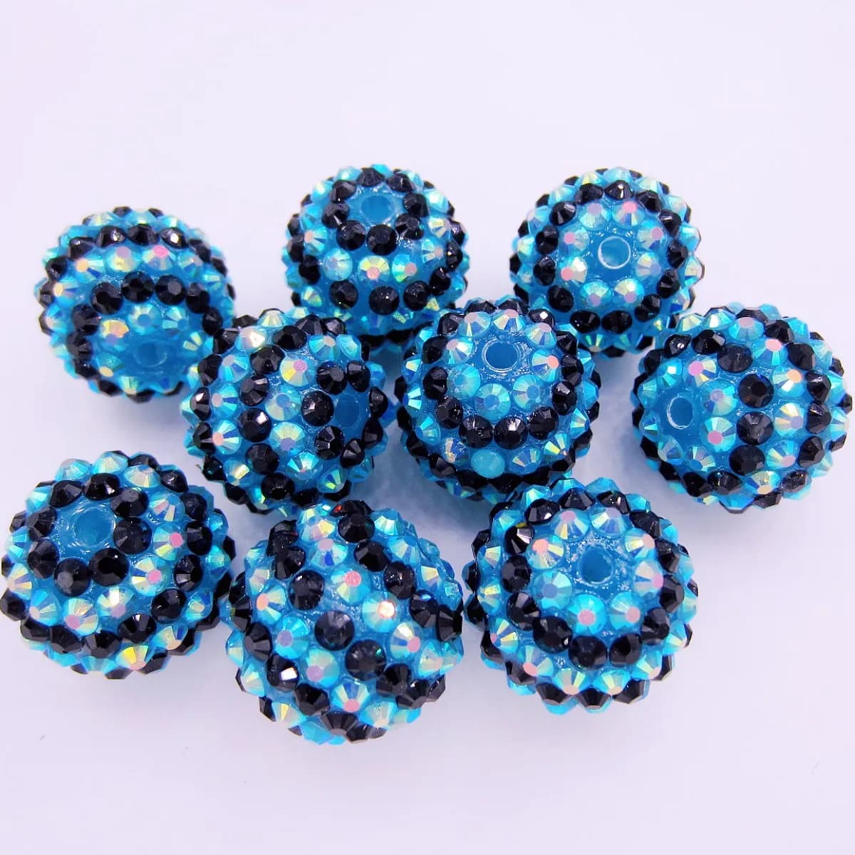 Well Made 20MM Blue-Black Two-tone Striped Resin Rhinestone Beads Girls DIY Beaded Chunky Necklace Making Accessories 50PCS/Lot