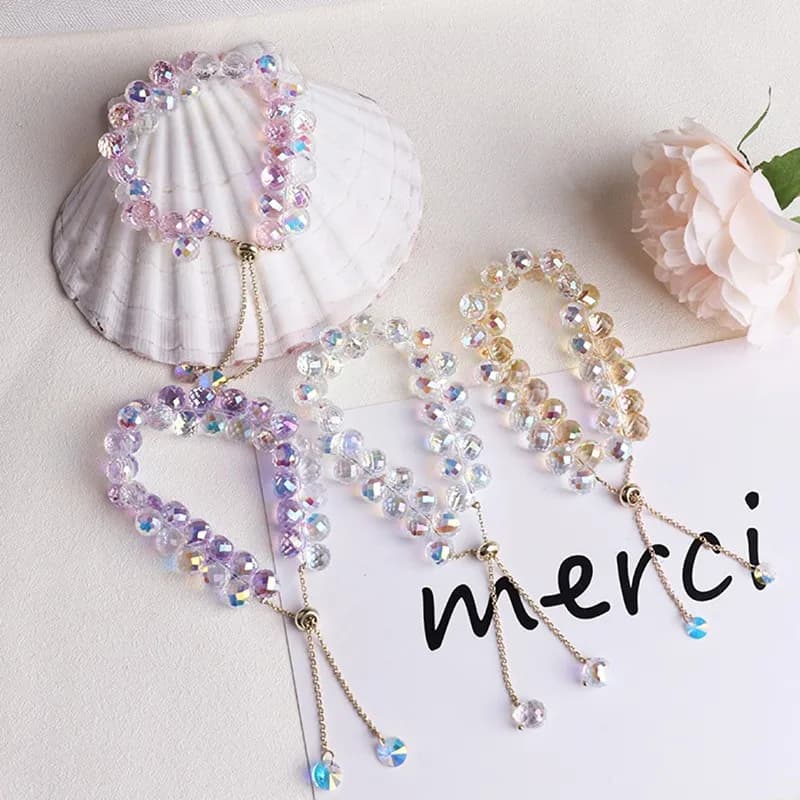 1 Piece Crystal Beaded Bracelet Fashion Shiny Stone Beads Elastic Cord Bracelet Women's Jewelry Jewelry