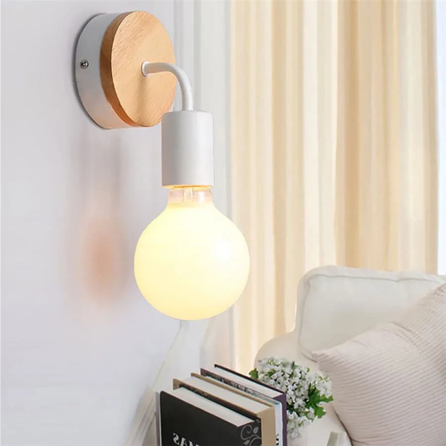 Wood Wrought Iron Wall Lamp Modern Minimalist Wall Lights Fixture E27 For Living Room Home Indoor Sconces Lighting Decorative